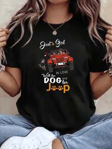 Camiseta Oversize con Estampado Off-Road de JEEPS, Cuello Redondo Elegante, Manga Larga, Perfecta para Uso Diario y Actividades al Aire Libre - Negro - Ver 6