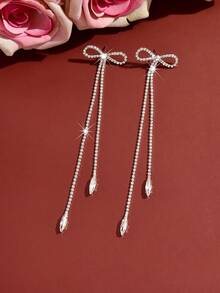 1 Pair Long Bow-Shaped Earrings, Suitable For Anniversary, Valentine's Day, Music Festival, Birthday Gift - Multicolor - View 6