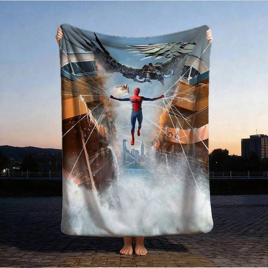 1pc Cartoon Character Printed Blanket,Superhero Movie Print Blanket,Retro Cartoon Style Throw Blanket,Cartoon Character Printed Blanket,All-Season Universal Nap Blanket,Character Home Decor Blanket,Modern Fashion Gift Suitable For Home Bedroom Bed Sofa Office Lunch Break Cover Picnic Blanket - Nhiều màu - Xem 1