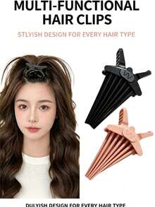 1 Clipe de Cabelo Encaracolado - Ferramenta de Styling para Levantar a Raiz, Criando um Penteado Volumoso Perfeito, Sem Necessidade de Aquecimento, Firmeza de Fixação, Material de Alta Elasticidade, Leve e Portátil, Pode Ser Operado Com Uma Mão (Tamanho Grande), Clipe Volumizador de Cabelo, Clipe Pente Volumizador de Cabelo, Adequado para Beleza, Casa, Quarto, Decoração e Viagem, Um Acessório Ideal para Conjuntos de Styling de Cabelo. - Multicolorido - Visão 1