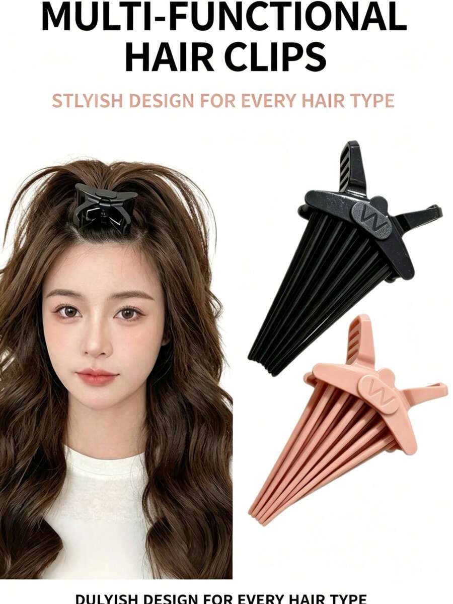 1 Clipe de Cabelo Encaracolado - Ferramenta de Styling para Levantar a Raiz, Criando um Penteado Volumoso Perfeito, Sem Necessidade de Aquecimento, Firmeza de Fixação, Material de Alta Elasticidade, Leve e Portátil, Pode Ser Operado Com Uma Mão (Tamanho Grande), Clipe Volumizador de Cabelo, Clipe Pente Volumizador de Cabelo, Adequado para Beleza, Casa, Quarto, Decoração e Viagem, Um Acessório Ideal para Conjuntos de Styling de Cabelo. - Multicolorido - Visão 1