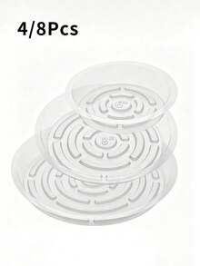 4/8pcs 6", 8", 10" Transparent Plastic Plant Saucers, Indoor Outdoor Garden Drip Trays - Transparent - View 1