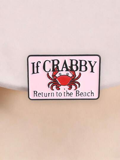 1 stuk "Als een krab terugkeert naar het strand" emaille broche, creatief krabontwerp met woordspeling, modeaccessoire, cadeau voor vrienden