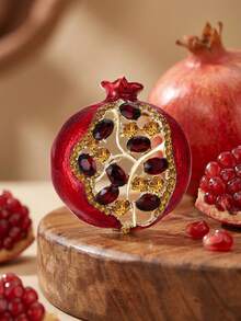 Luxury Rhinestone Pomegranate Brooches - Fruit Pins For Women Unisex Casual Party Jewelry Accessories / Friends Gifts Badges Decoration - Pomegranate - View 14