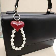 Short Phone Lanyard With Red Big Heart Pendant, Suitable For Camera, Bag, Keys, Universal Clip - Black - View 7