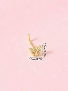 1 chiếc khuyên mũi hình bướm chữ L mạ vàng 14K, nặng 20g, kiểu dáng dễ thương dành cho nữ. - Vàng - Xem 4