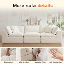 ATOMHOME 139" Modular Cloud Sectional Sofa, 7-Seater Oversized Chenille Sofa Non-Assembly Couch With Movable Ottoman, Convertible Sleeper Bed For Living Room & Office Home Furniture, Beige - Màu be - Xem 4