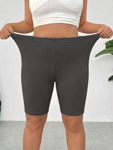 Pantalones Cortos de Compresión de Talla Grande  Negros de Secado Rápido y Refrigeración - Gris Oscuro - Ver 3