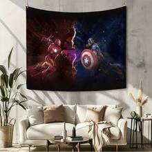 Marvel 1pc Classic M Arvel Superhero Civil War Tapestry I Ron Man Vs C Aptain America Red Blue Clash Starry Sky Battle Scene Living Room Bedroom Wall Hanging Decor Boys Room Gaming Room Game Room Scene Layout Movie Fans Gathering Photography Background Dorm Aesthetic Art Wall Hanging Table Backdrop - Nhiều màu - Xem 7