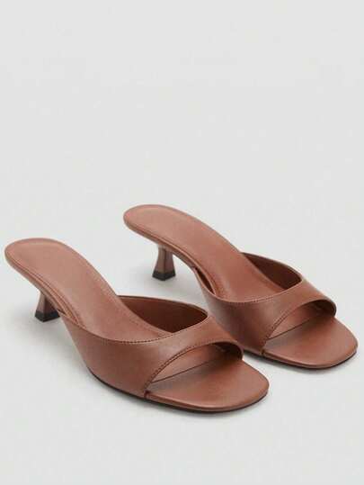 2026 Spring/Summer Korean Style Elegant Square Toe Strap Sandals High Heels Mule Shoes For Women