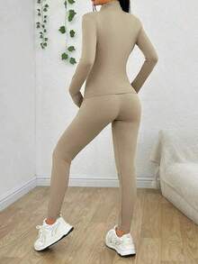 New Women's Slim-Fit All-In-One Set In Solid Color, Suitable Commuting, Dating And Family Gatherings. - Apricot - View 6