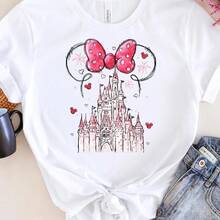 Minnie Mouse Castle Shirt_ Disneyland Watercolor Tee Disney Oversized T-Shirt - 白色 - 查看 1