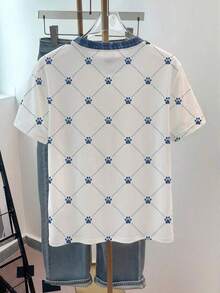 Camiseta de mujer con cuello redondo, estampado de corazones y lunares, y bloques de color - Blanco 10 - Ver 2