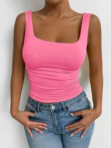 Conjunto de dos piezas de camiseta de tirantes ajustada en verde y blanco, estilo sexy de club, atuendo de festival y carnaval, atuendo de cumpleaños de mujer, atuendo romántico para citas, atuendo de concierto, esencial para fiestas, atuendo diario, atuendo deportivo casual, estilo de vacaciones - Multicolor 6 - Ver 3