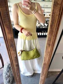2026 New Handmade Woven Coffee Color Casual Shoulder Bag, Underarm Bag, Mother-Child Bag, Business Women's Commuter Bag, Suitable For Work, Shopping, Dating, Travel, School And Other Daily Use (Accessories Not Included) - Green - View 4