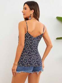 Ropa De Verano Para Damas, Top De Tirantes Corto Con Estampado De Plantas Tropicales Para Vacaciones - Multicolor - Ver 2
