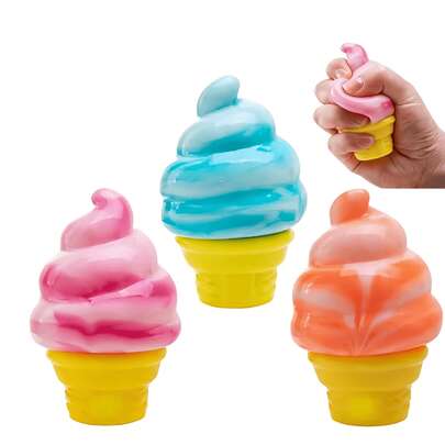 Style Colorful Ice Cream Shaped Stress Relief Toy - Super Solid Sensory Fidget Toy, Soft & Bouncy, Slow Rebound Desktop Toy, Suitable For Stress Relief, Sensory Interaction And Adult Use; Ideal Easter And Birthday Gift.