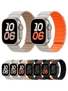 1 chiếc dây đeo silicon mềm từ tính hai màu tương thích với Apple Watch Series 11 10 9 8 7 6 5 4 3 2 1 SE Ultra, dây đeo thể thao & yoga unisex chống trượt, chống mồ hôi, tương thích với các kích thước 49mm 46mm 44mm 45mm 42mm 41mm 40mm 38mm - màu đen - Xem 2