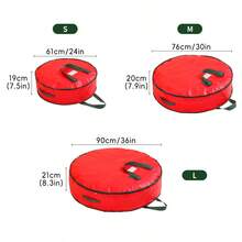 1pc Foldable Christmas Wreath Storage Bag, Portable Waterproof Round Organizer Bag With Handle - Multicolor - View 6