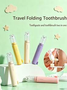 Mini Portable Folding Toothpaste Storage Box, Cute Toothbrush Holder, Clean And Hygienic, Suitable For Hotel Travel Toiletries, Daily Home Essential, Convenient Storage - Multicolor - View 1