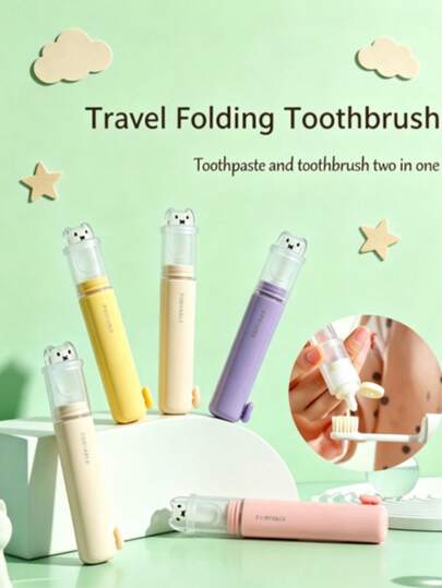 Mini Portable Folding Toothbrush Set With Toothpaste Storage Box,Adult Soft Bristle Toothbrush, Hotel Toothbrush, Travel ToiletriesEasy To Store