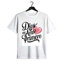 Dios Me Ame Primero Print WomenT-Shirt 100% Cotton Tshirt - White - View 1
