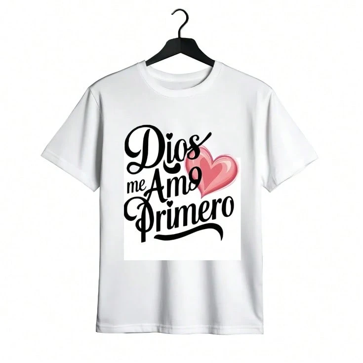 Dios Me Ame Primero Print WomenT-Shirt 100% Cotton Tshirt - White - View 1