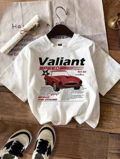 T-shirt da uomo a maniche corte in maglia bianca, stile street, con stampa grafica creativa a stella rossa vintage da corsa, ideale per uscire, stile vintage.