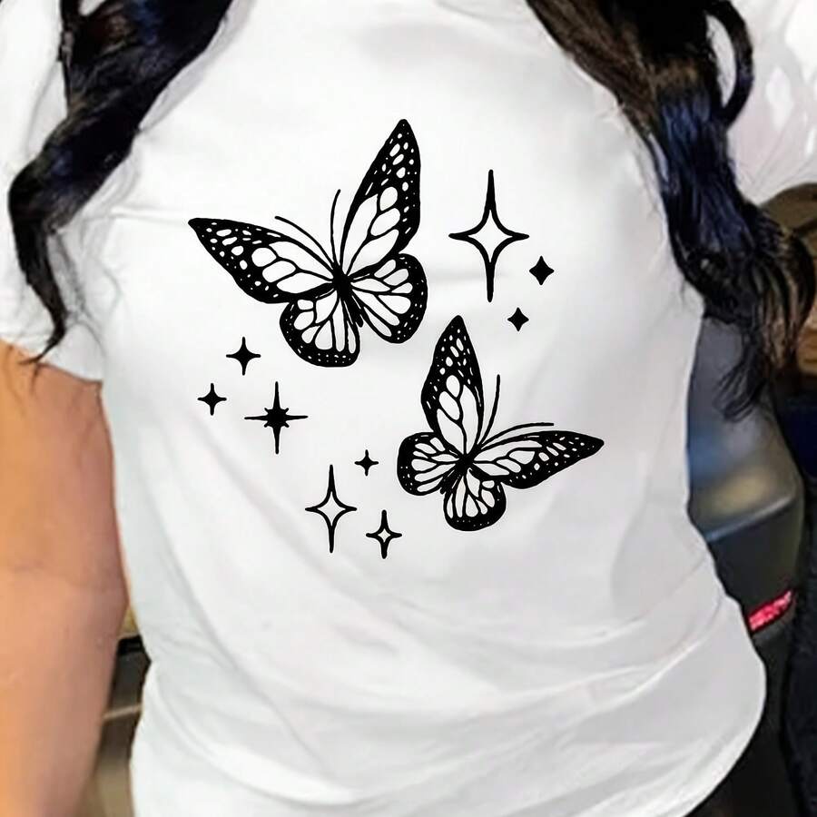 Women's T-Shirt With Minimalist Bear Design And Text - White - View 1