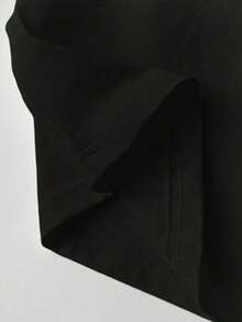 Camiseta de manga corta para mujer, cuello redondo, corte ajustado, ideal para uso diario, salidas casuales, fin de semana y vacaciones, estilo casual, urbano y minimalista, para primavera y verano, envío nacional en México. - Negro - Ver 4