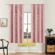 1/2 rèm cửa chống nắng in họa tiết vàng/rèm cửa in họa tiết vân đá cẩm thạch vàng, thiết kế túi luồn thanh treo rèm, lớp lót chống nắng, bảo vệ sự riêng tư, rèm cửa nhẹ, cản sáng 100% cho phòng khách, phòng ngủ, phòng học. - Hồng - Xem 26