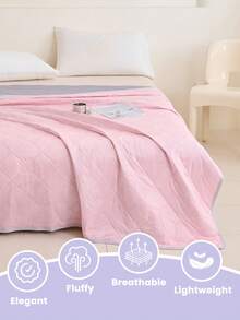 1pc Light Pink Cooling Blanket, Bedspread, Bedding, Bedroom Decor, Air Conditioning Quilt, Lightweight Summer Bedding, Fully Breathable And Cool, Soft And Comfortable, Suitable For All Bed Sizes, Suitable For Home And Dorm Use, Does Not Include Pillows And Pillowcases - Baby Pink - View 4
