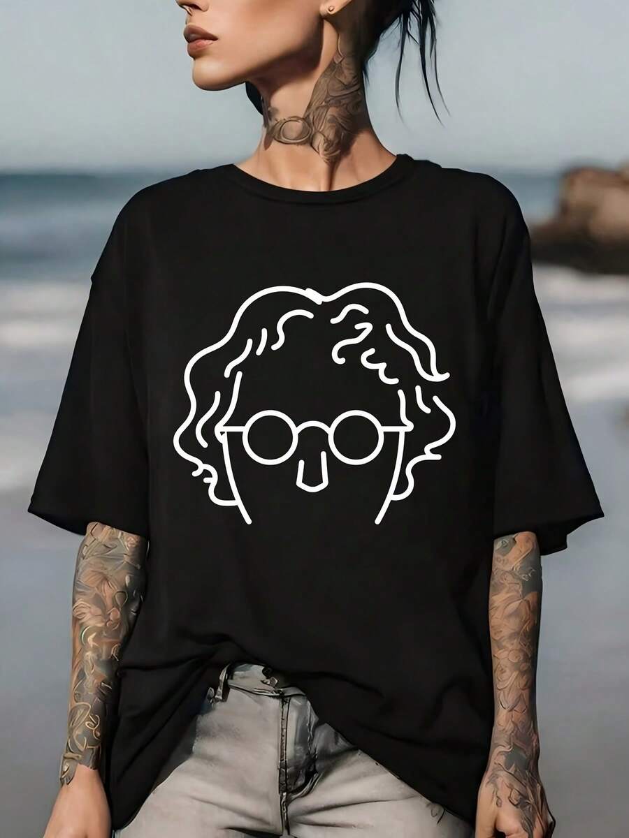 Soft, Printed 180g Casual T-Shirt, Perfect For Family Gatherings And Office Team-Building Activities. | A Great Gift Idea For The Holidays. | Unisex T-Shirt With A Unique Design | The Perfect Choice For Spring And Summer Vacations. A Must-Have. - 黑色 - 查看 1