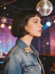 Broche de esmalte hexagonal, joyería de estilo retro denim punk atemporal, pin decorativo resistente al desgaste para atuendos, bolsos, perfecto para fiestas e ideas de regalo - Multicolor - Ver 3
