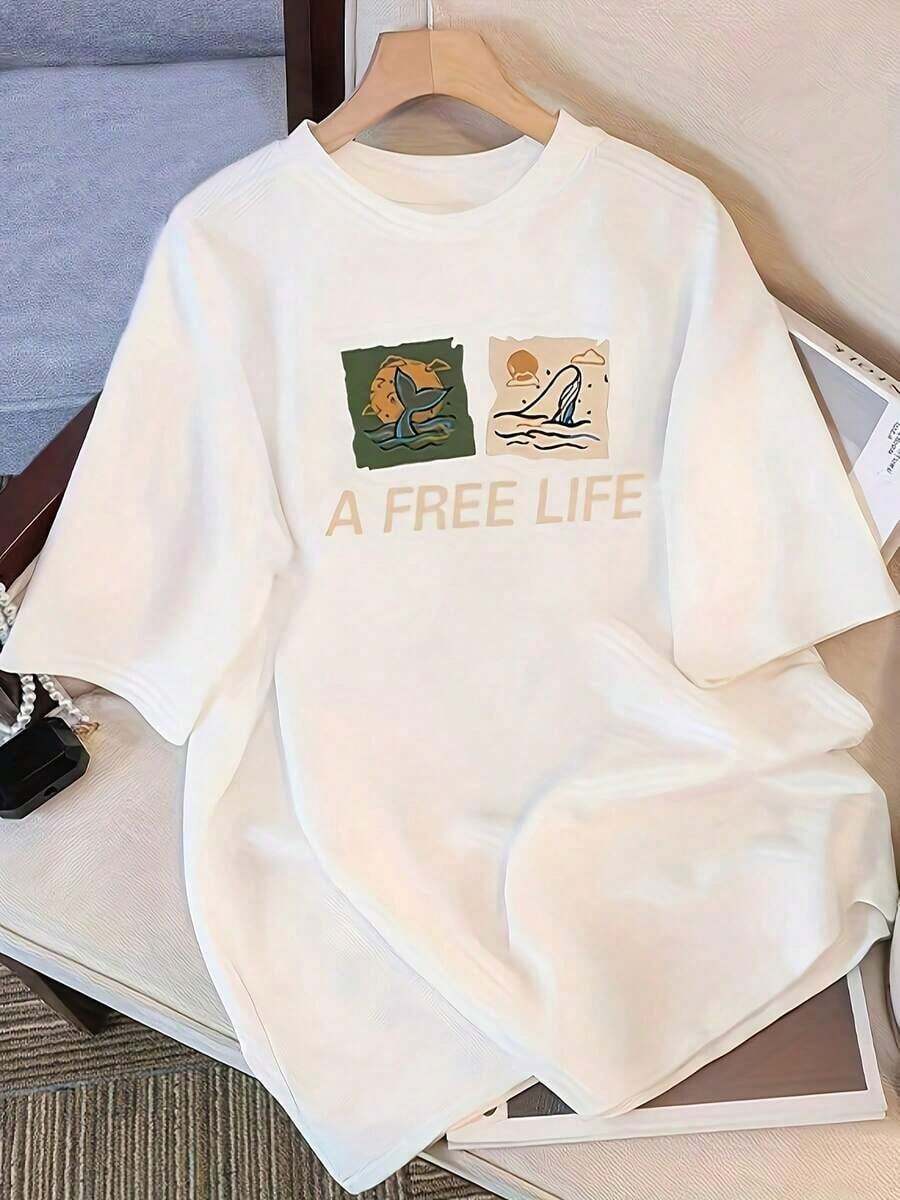 Women's Cotton Crew Neck Casual T-Shirt - Short-Sleeved Crew Neck T-Shirt For Women And Plus Sizes - Loose And Breathable Casual Garment, Soft Blouse For Women, Machine Washable. Simple T-Shirt For Everyday Wear - 白色 - 查看 1