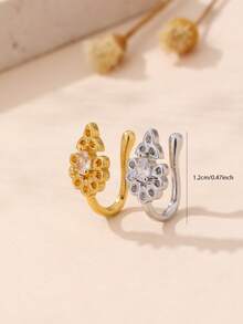 1 chiếc khuyên tai kẹp hình chữ U đơn giản, thời trang, cá tính, làm bằng chất liệu tổng hợp, đính đá Zirconia màu đồng, thích hợp cho tiệc tùng, kỳ nghỉ, tiệc chiêu đãi và đeo hàng ngày. - hình giọt nước - Xem 7
