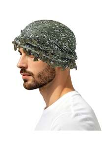 1 chiếc khăn trùm đầu hai lớp kiểu đường phố dành cho nam, họa tiết Paisley. - A - Xem 5