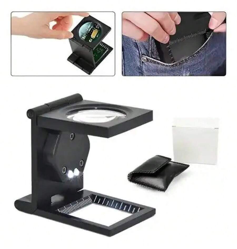 10x Folding Magnifying Glass With Scale And LED For Optical Jewelry - 1 - View 1