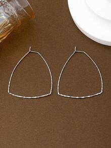 2pcs/Set Subtle Geometric Triangle Earrings, Fashionable Jewelry Accessories, Great Gift For Women - Silver - View 4