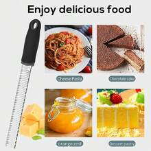 1Pack Lemon Zester Stainless Steel Cheese Grater With Plastic Cover Ergonomic Soft Black Handle Handheld Rotary Cheese Grater Zester Ideal For Kitchen Use And Food Preparation - 1 - View 8