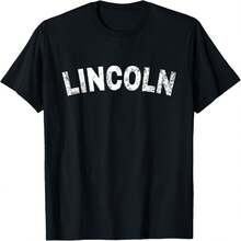 Vintage Lincoln White Text Apparel T-Shirt - Negro - Ver 1