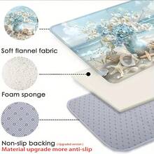 1 pieza/2PCS/3PCS Alfombras de cocina, estampado de conchas marinas & flores, antideslizante, absorbente de agua, suave & cómodo, fácil de limpiar, ideal para la decoración del piso de la cocina - Multicolor - Ver 5