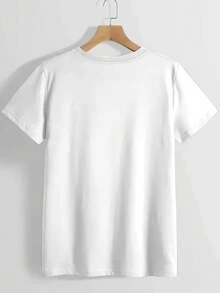 1 pieza < Pascua > Elegante regalo para mujer, camiseta de manga corta con cuello redondo y estampado con motivos de Pascua para primavera, verano y otoño, top versátil de estilo vintage, moderno y casual para ir al trabajo, vacaciones y uso diario, ideal para fiestas, 180g 100% algodón. - Blanco - Ver 2