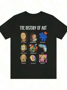 Camiseta de arte para hombres, camiseta de historia del arte para mujeres, camisetas de historiador de arte, camisetas para estudiantes de arte, regalos para profesores de arte, camisetas gráficas de Da Vinci, Picasso, Van Gogh, camisetas para hombres, ropa de calle, camisa blanca, camisa negra, suave y cómoda Cuello Redondo Algodón 100% Tejido Suave Manga Corta Transpirable y Fresca - Negro - Ver 1