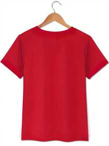 Soft New Summer T-Shirt With Lemon Print, Basic Casual Round Neck Style, Short Sleeve T-Shirt For Spring/Summer Vacation, Stretch Blend, Women's Sportswear, New Women's Clothing, Machine Washable, Elegant Blouses For Women. - 紅色 - 查看 5