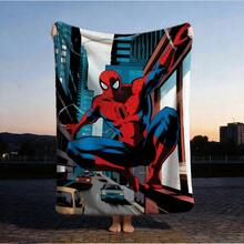 1pc S-Pider-Man Print Blanket,Retro Cartoon Style Throw Blanket,Cartoon Character Printed Blanket,All-Season Universal Nap Blanket,Character Home Decor Blanket,Modern Fashion Gift Suitable For Home Bedroom Bed Sofa Office Lunch Break Cover Picnic Blanket - Multicolor - View 2