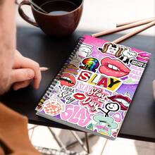 1pc A5 Spiral Notebook "SLAY" All-Weather Sticker Scrapbook/ Diary, Thick Ruled Journal/Fun Motivational Back-To-School Gift, Perfect For Student & Creative Writers - SLAY - View 1