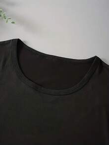 Camiseta de Mujer 100% Algodón Puro, Estilo Bohemio, con Estampado Floral Artístico, Casual, Básica, de Manga Corta, a la Moda. Camiseta de Mujer con Patrón Vintage Bohemio, 100% Algodón, Suave, Transpirable, Cuello Redondo, Manga Corta, Estilo Boho Urbano. - Negro - Ver 6