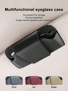 Summer Car Fashion Glasses Holder, Leather Car Sun Visor Glasses Storage Box, Car Eyeglasses Clip - A - View 1