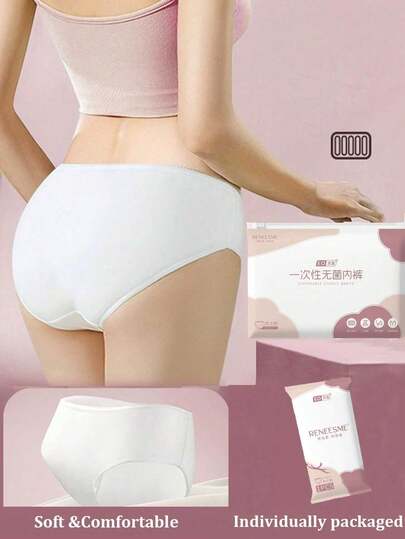 Quần lót dùng một lần cạp cao cỡ lớn, vô trùng, thoải mái và vệ sinh cho phụ nữ, phù hợp cho du lịch, công tác, hoạt động ngoài trời, kỳ kinh nguyệt và chăm sóc sau sinh (Màu đóng gói ngẫu nhiên)